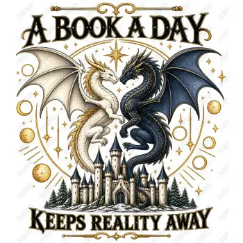A BOOK A DAY KEEPS REALITY AWAY  DTF Iron on Transfer