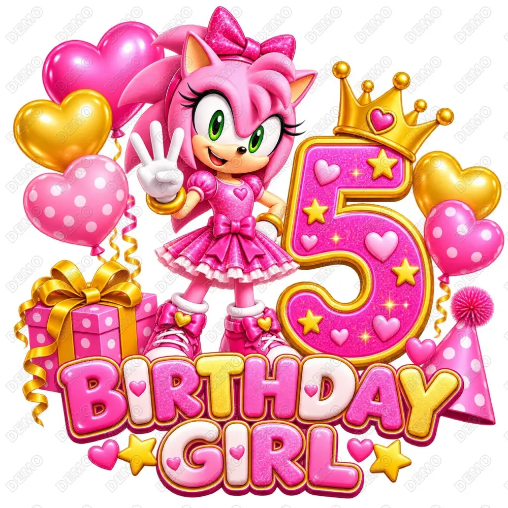 Amy Rose Sonic Birthday Cusatom Number DTF  Iron on Transfer