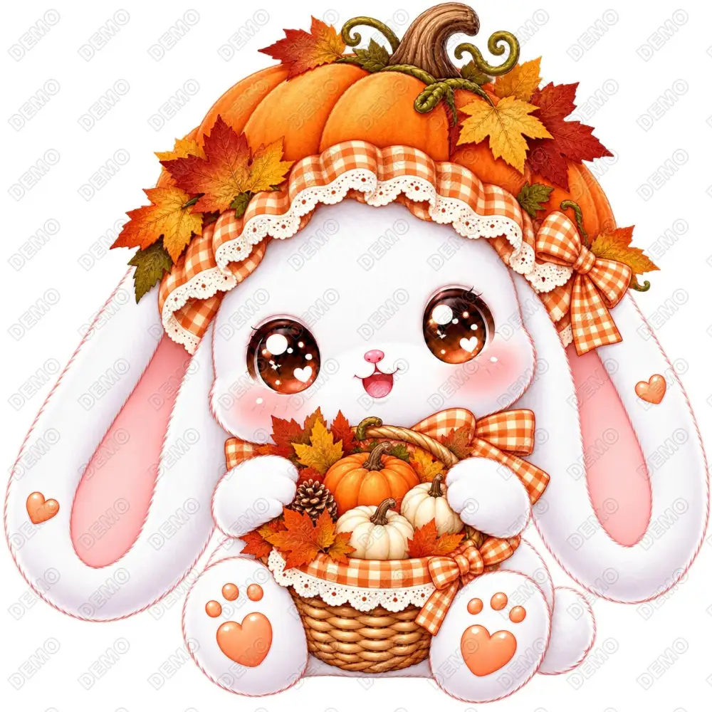 Bunny Pampkin Fall Season  DTF Shirt Iron on Transfer
