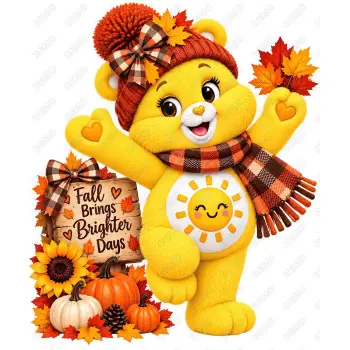 Care Bear Funshine Fall Season  DTF Shirt Iron on Transfer