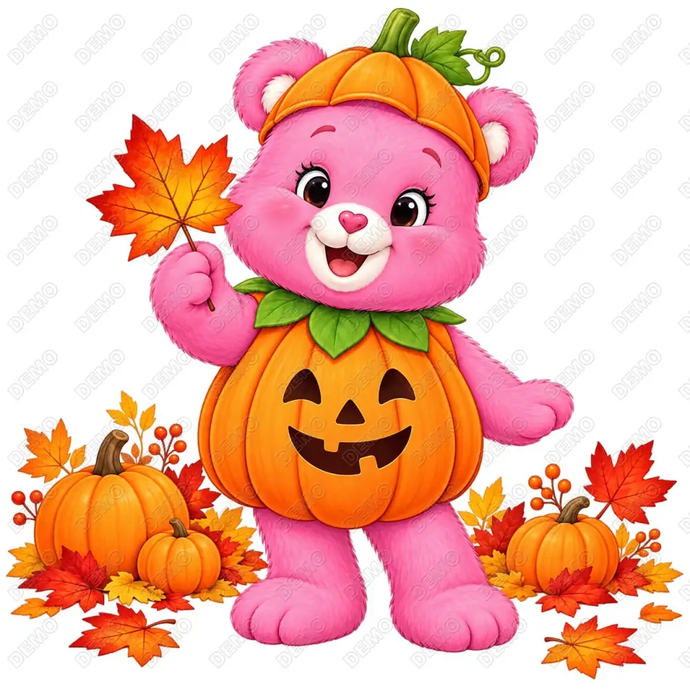 Care Bear Pumpkin Fall Season  DTF Shirt Iron on Transfer