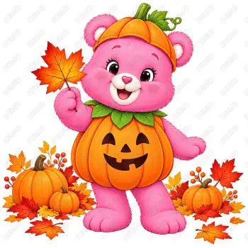 Care Bear Pumpkin Fall Season  DTF Shirt Iron on Transfer