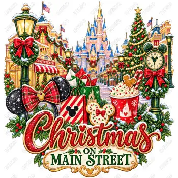 Christmas on Main Street Disney  DTF  Shirt Iron on Transfer