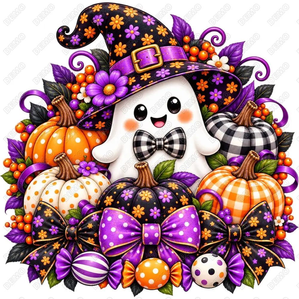 Cute Ghost Purple Halloween  DTF  Shirt Iron on Transfer