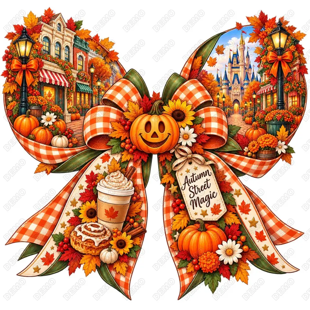 Disney Bow  Fall Season Pumpkin  DTF Iron on Transfer