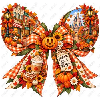 Disney Bow  Fall Season Pumpkin  DTF Iron on Transfer