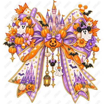 Disney World Bow  Fall Season Pumpkin  DTF Iron on Transfer