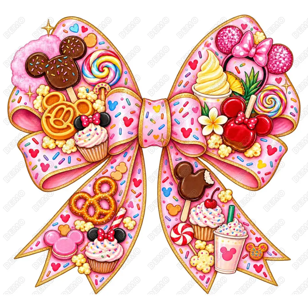 Disney park snacks treats Bow DTF  Shirt Iron on Transfer