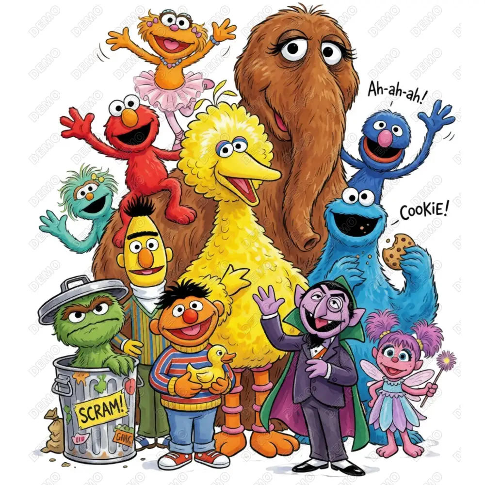 Elmo Big Bird Sesame Street  DTF Iron on Transfer