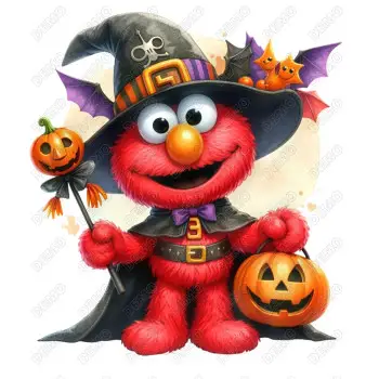 Elmo Halloween Pumpkin  DTF Iron on Transfer