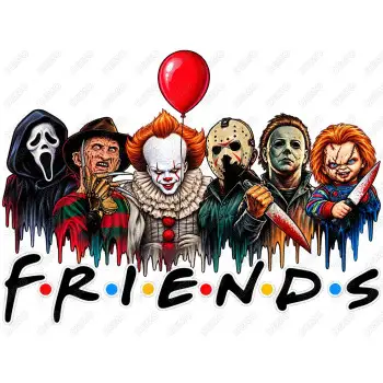 Friends Horror Characters Halloween DTF  Shirt Iron on Transfer