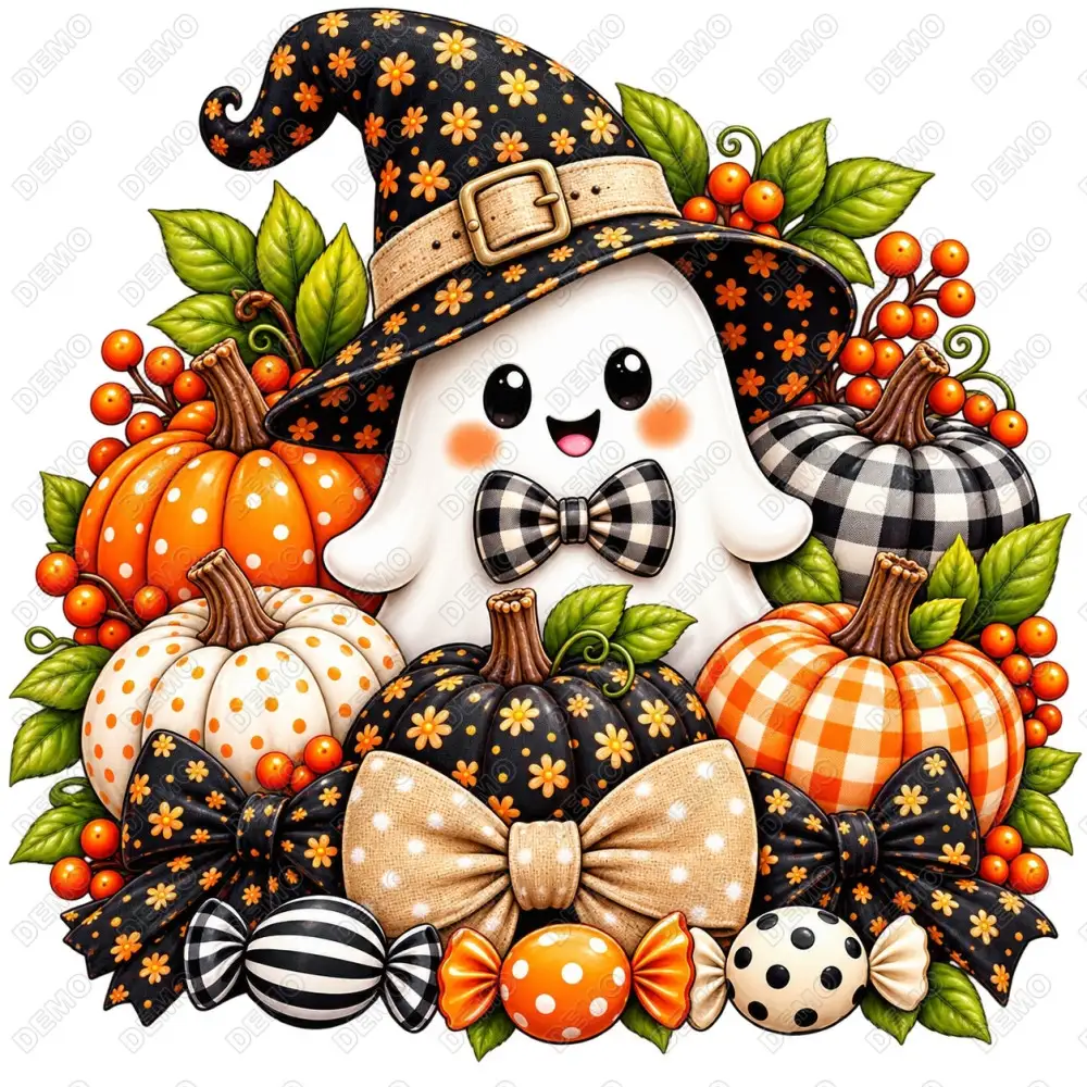 Ghost Halloween Fall Season DTF Iron on Transfer N5