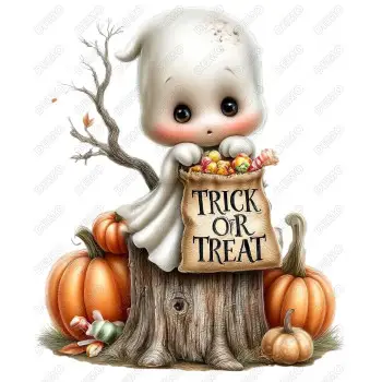 Ghost Trick or Treat Halloween DTF  Iron on Transfer N8