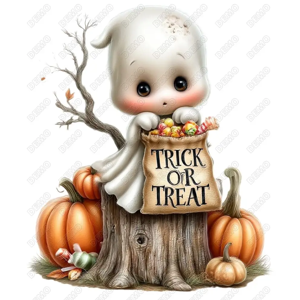 Ghost Trick or Treat Halloween DTF  Iron on Transfer N8