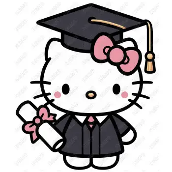 Graduation Hello Kitty DTF  Shirt Iron on Transfer