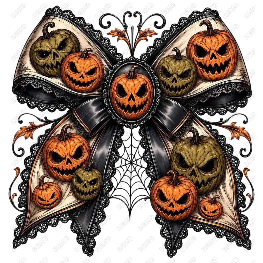 Halloween Bow Pumpkin  DTF  Shirt Iron on Transfer
