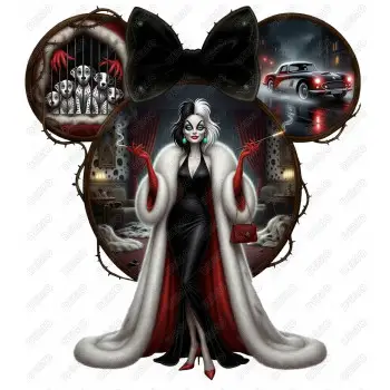 Halloween Disney   Cruella de Vil  DTF  Shirt Iron on Transfer