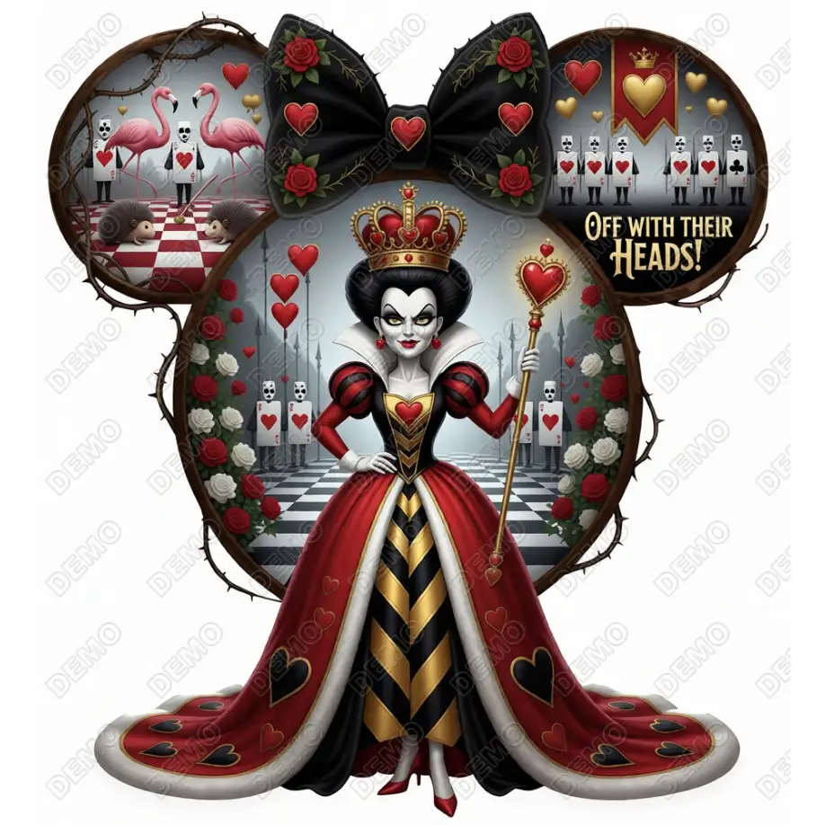 Halloween Disney Queen Of Hearts   DTF  Shirt Iron on Transfer