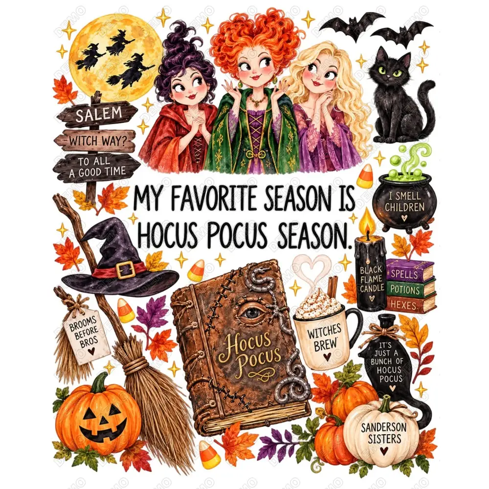 Halloween Hocus Pocus  DTF  Shirt Iron on Transfer