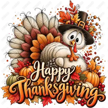 Happy Thanksgiving Turkey DTF  Shirt Iron on Transfer N18
