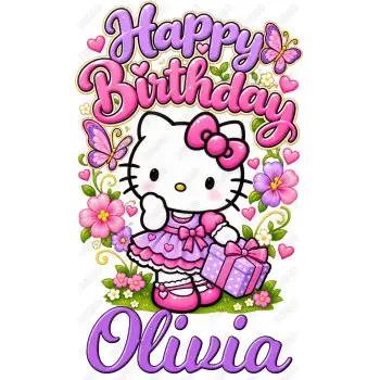 Hello Kitty Birthday  Custom  DTF  Shirt Iron on Transfer N46