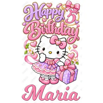 Hello Kitty Birthday  Custom  DTF  Shirt Iron on Transfer N9