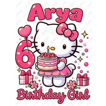 Hello Kitty Birthday  Personalized  Custom  DTF  Shirt Iron on Transfer  N21