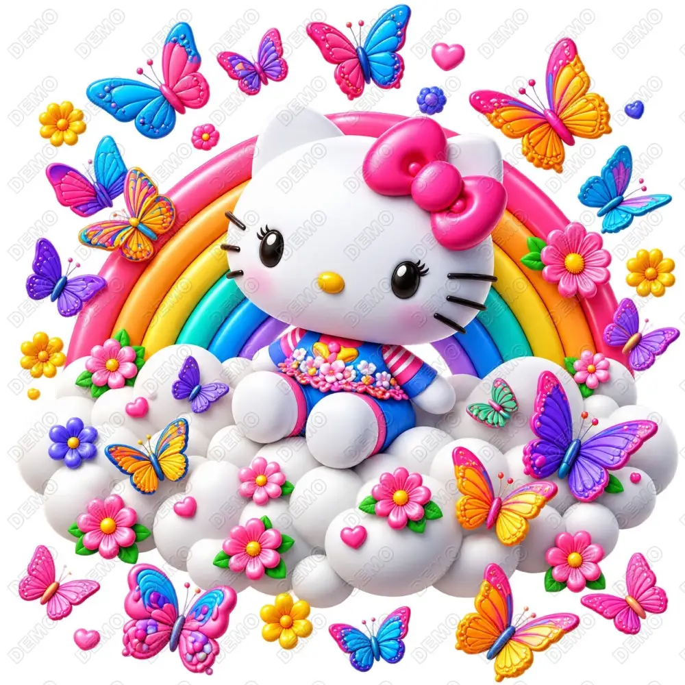 Hello Kitty Cute  DTF  Iron on Transfer