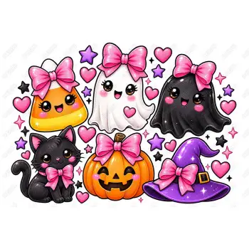 Kawaii Halloween Ghost  DTF  Iron on Transfer