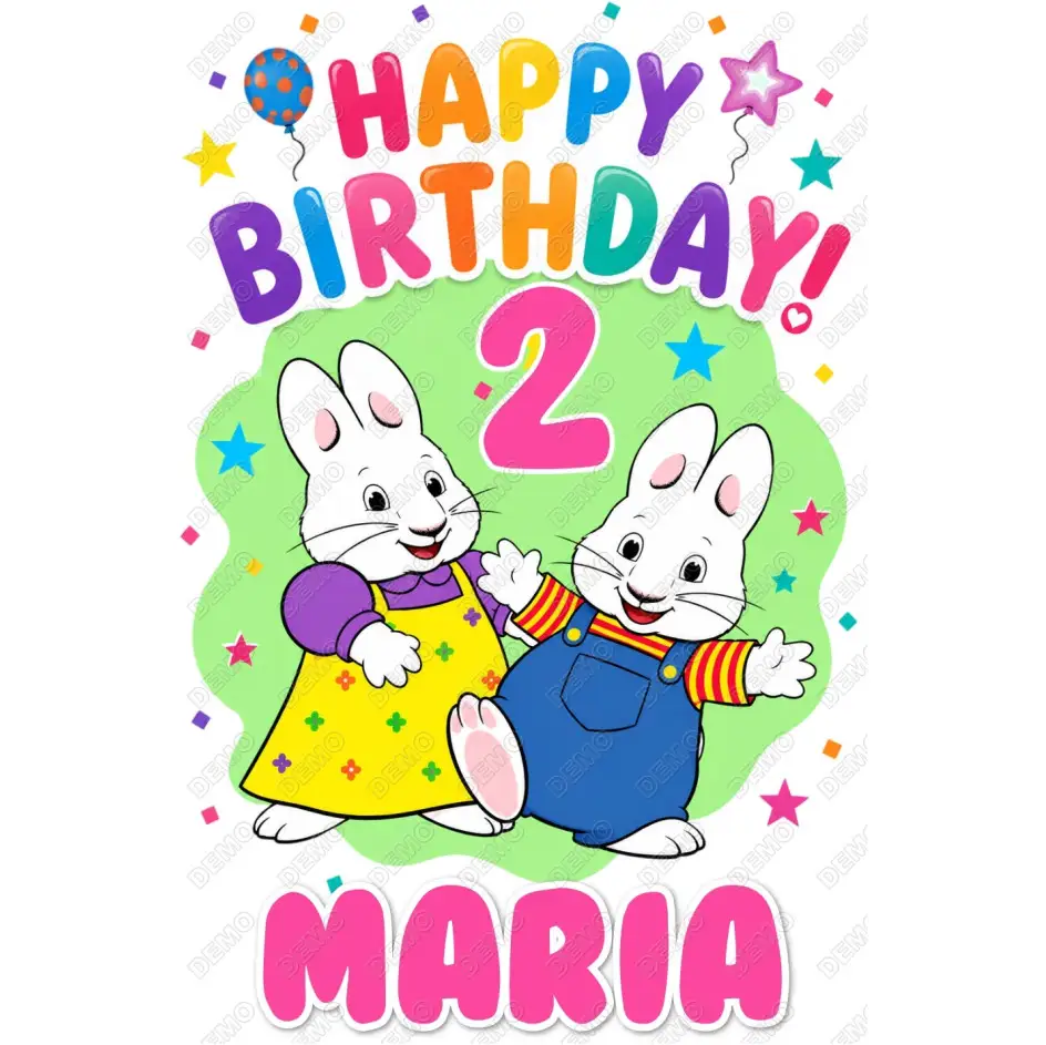 Max and Ruby   Birthday Personalized DTF  Shirt Iron on Transfer N8