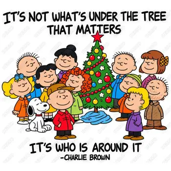 Peanuts Gang It's not what's under the tree that matters  DTF  Shirt Iron on Transfer