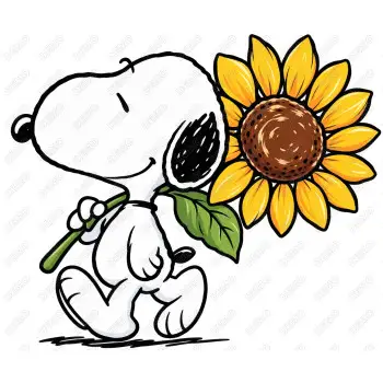 Peanuts Snoopy Sunflower  DTF Iron on Transfer