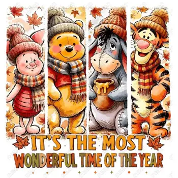 Piglet Winnie the Pooh  Eeyore Tigger Cozy Season  DTF  Iron On  Transfer