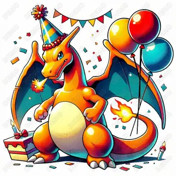 Pokemon Charizard Birthday Party DTF  Iron on Transfer