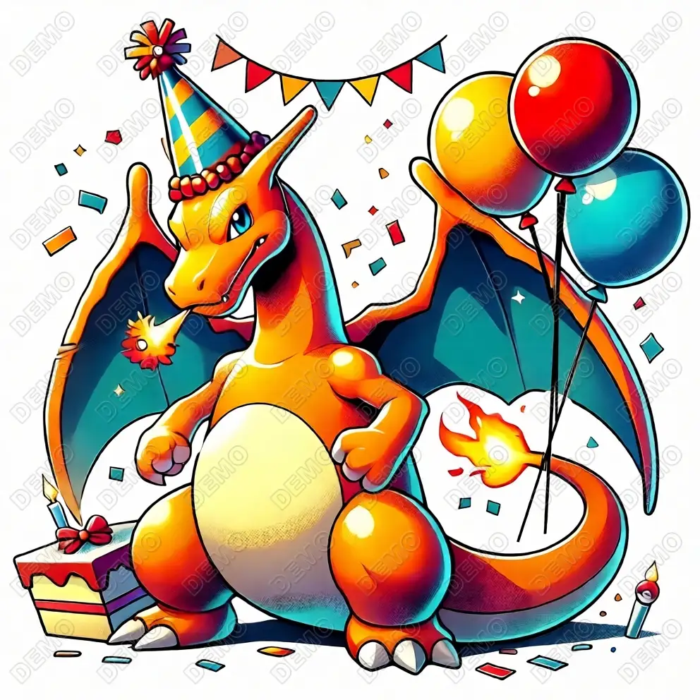 Pokemon Charizard Birthday Party DTF  Iron on Transfer