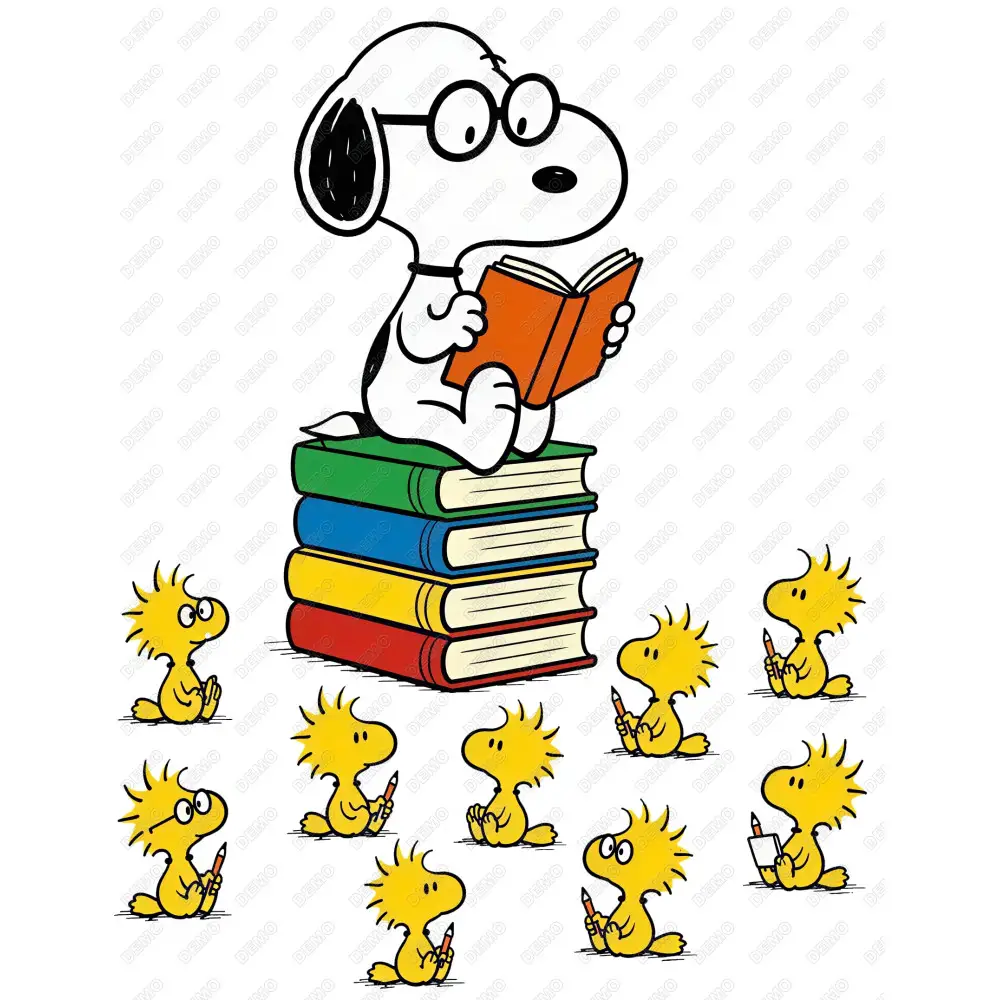 Snoopy Reading School Woodstocks  DTF Iron on Transfer