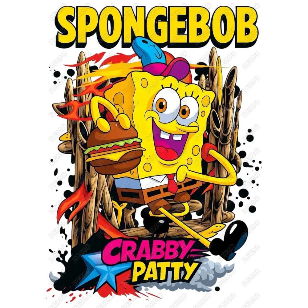 SpongeBob SquarePants Krabby Patty  DTF Iron on Transfer