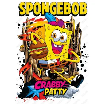 SpongeBob SquarePants Krabby Patty  DTF Iron on Transfer