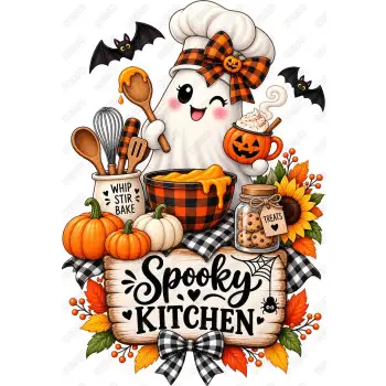 Spooky Kitchen Ghost Halloween DTF  Iron on Transfer