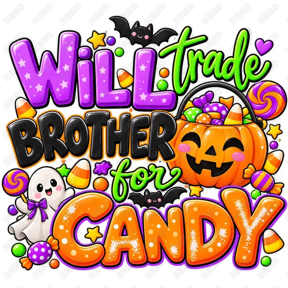 Will Trade Brother  for Candy DTF  Iron on Transfer