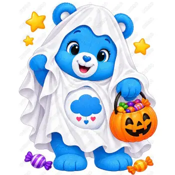 Care Bear  Grumpy  Bear Halloween Ghost  DTF Shirt Iron on Transfer