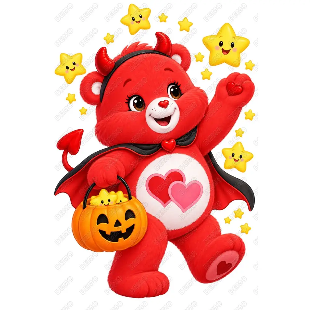 Care Bear  Love-a-Lot  Bear Halloween  DTF Shirt Iron on Transfer