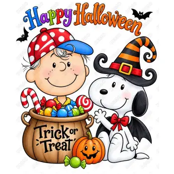 Charlie Brown and Snoopy  Halloween DTF Iron on Transfer N9