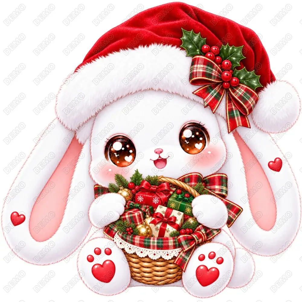 Christmas Bunny  DTF  Shirt Iron on Transfer N5