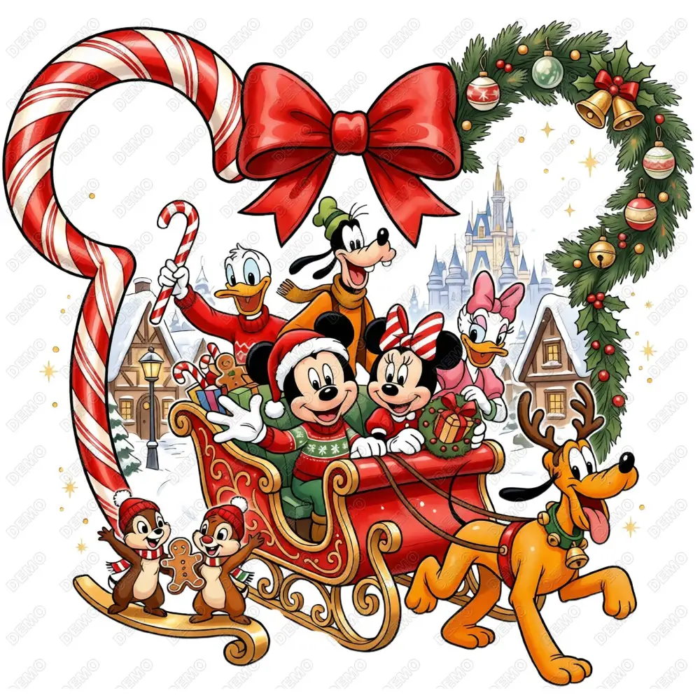 Christmas Disney Characters  DTF  Shirt Iron on Transfer  N7
