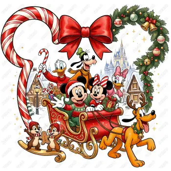 Christmas Disney Characters  DTF  Shirt Iron on Transfer  N7