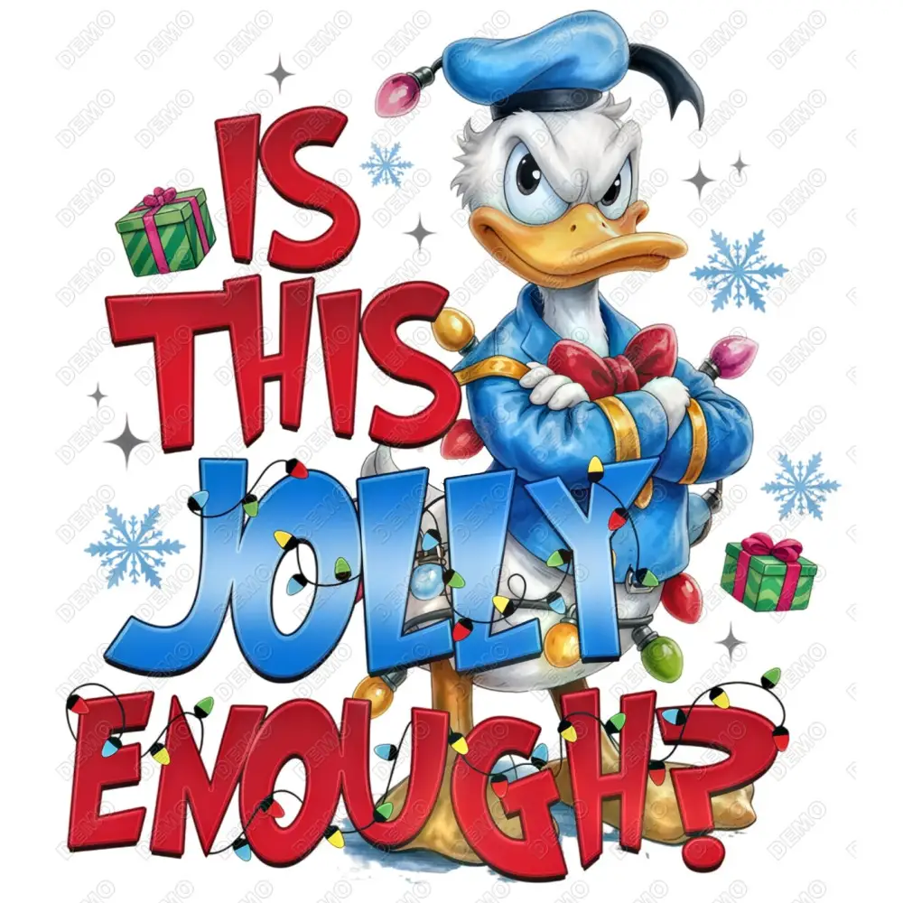 Christmas Donald Duck  DTF  Shirt Iron on Transfer