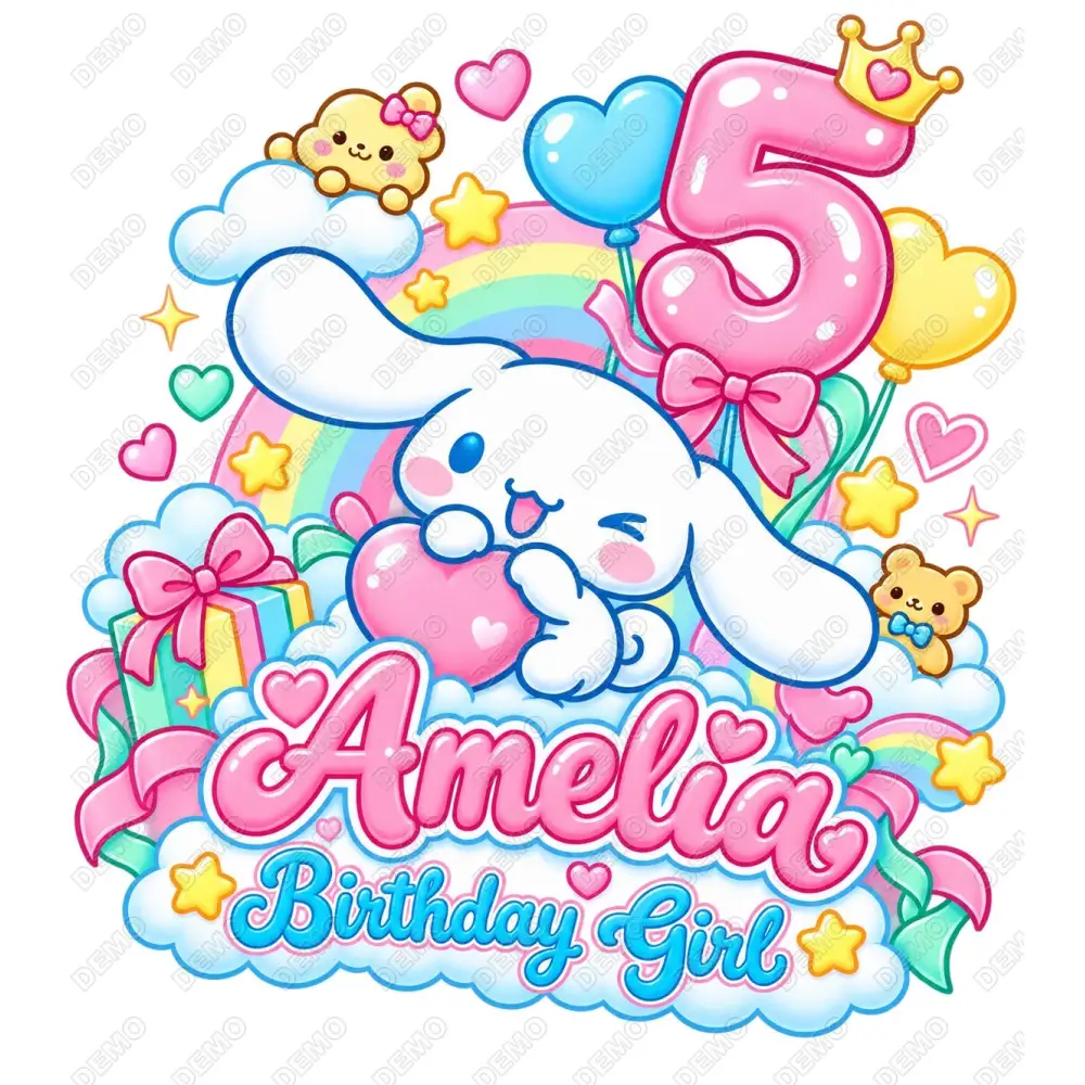 Cinnamoroll   Birthday  Personalized  DTF Shirt  Iron on Transfer N8