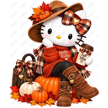 Hello Kitty  Fall Season DTF  Shirt Iron on Transfer N7