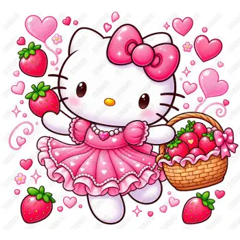Hello Kitty  Strawberry DTF  Shirt Iron on Transfer N8